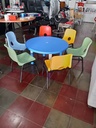 SET SILLAS KINDER PVC METALICA / MESA CIRCULAR (6 SILLAS + 1MESA)