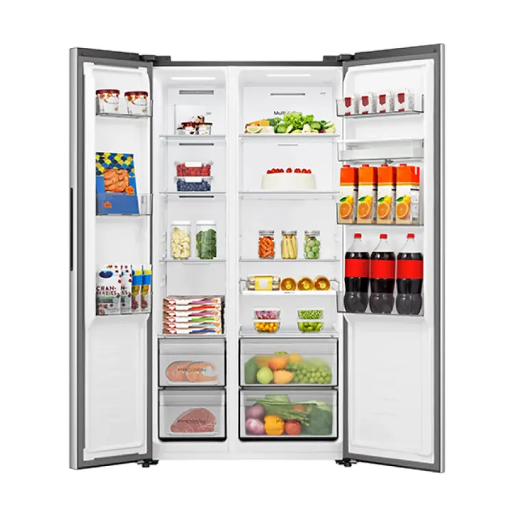 Refrigeradora Hisense doble puerta 16pies Inverter Gris