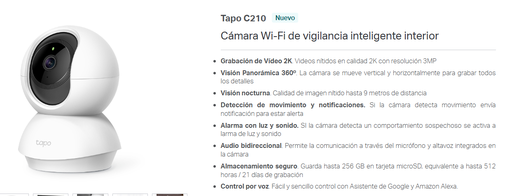 [4897098682777] CAMARA DE SEGURIDAD C210 WIFI 2K 3MP DOMO P/ INTERIOR